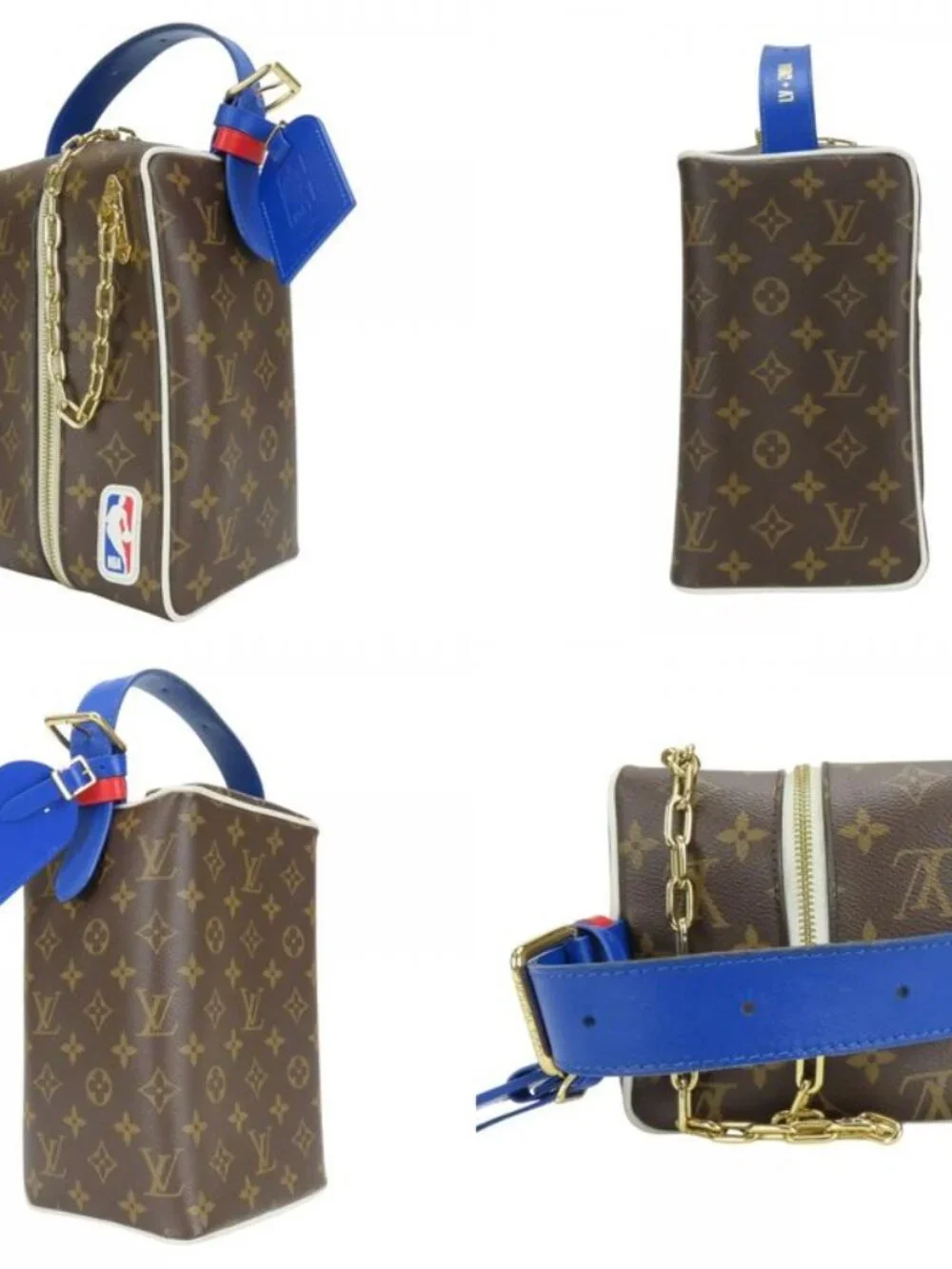 Louis Vuitton Handbag NBA Drop Kit Monogram Brown Blue NBA Collaboration Initial